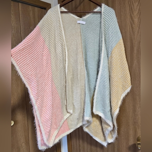 House Of Harlow 1960 Fuzzy Open Kimono Wrap Cardigan Sweater - Picture 2 of 6